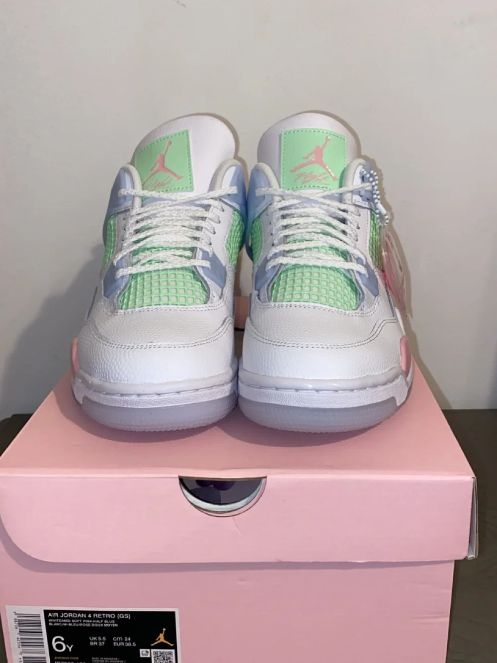 Brand new never worn, authentic, Jordan Air 4 Low — White, Pink & Mint Accent - Picture 2 of 5
